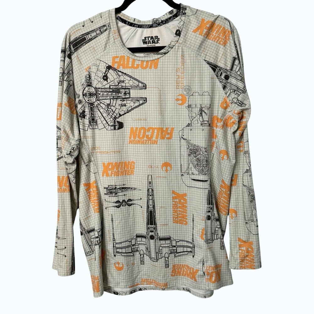Star Wars ClimateSmart Long Sleeve Shirt Mens Medium Schematic Blueprint Tech